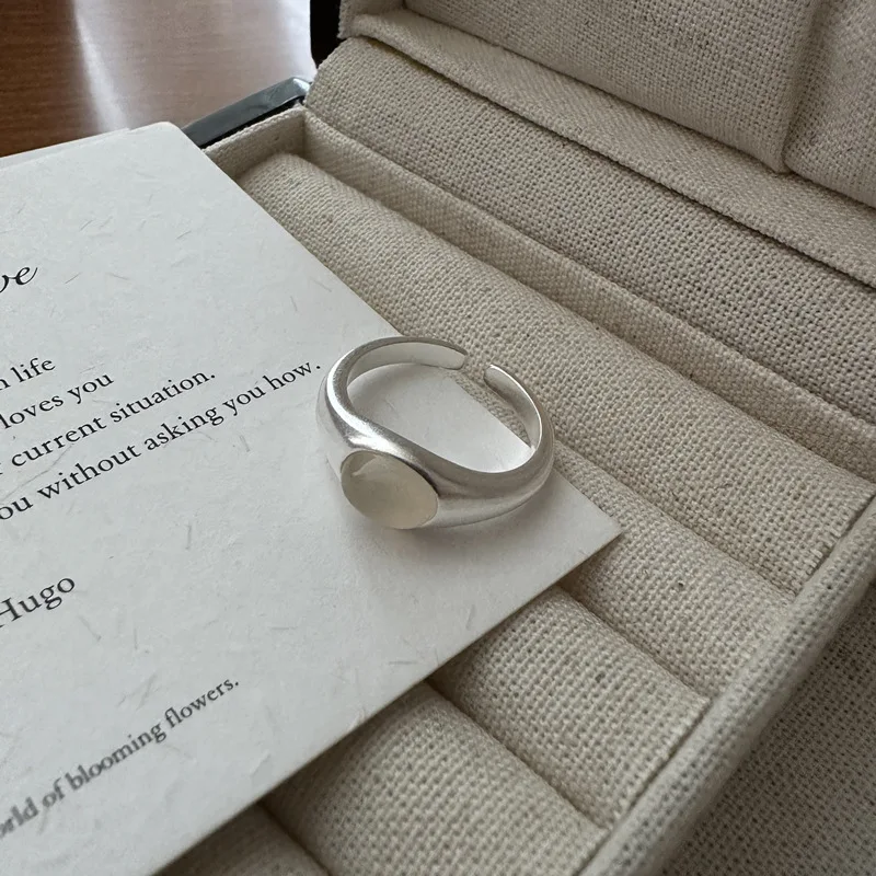 S925 Sterling Silver Korean Version Niche Design, Matte Matte Matte Texture Fashion Blogger's Main Ring - Image 4