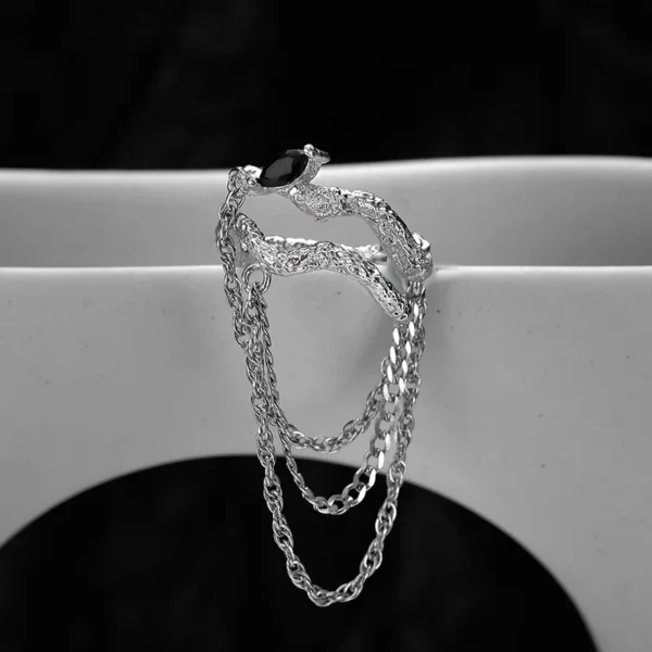 MLKENLY S925 sterling silver Horse Eye Stone Ring Female Ins Wind Open Chain Finger Ring