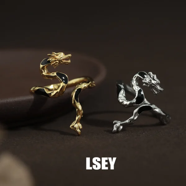 MLKENLY S925 sterling silver Opening Adjustable Animal Dragon Ring Hip Hop Punk Jewelry Accessories Gifts