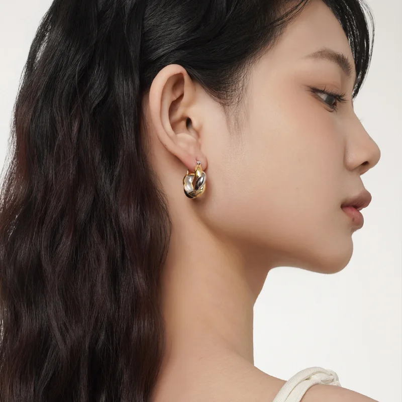 MLKENLY S925 Solid Silver Color blocked M ö bius Earrings with Earrings and Buckles for Women - Image 4