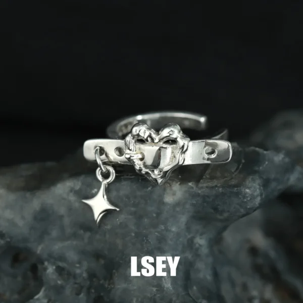 MLKENLY S925 sterling silver Heart CZ Zircon Rock Punk Earcuff Cuff Earring No Piercing Fine Jewelry For Women