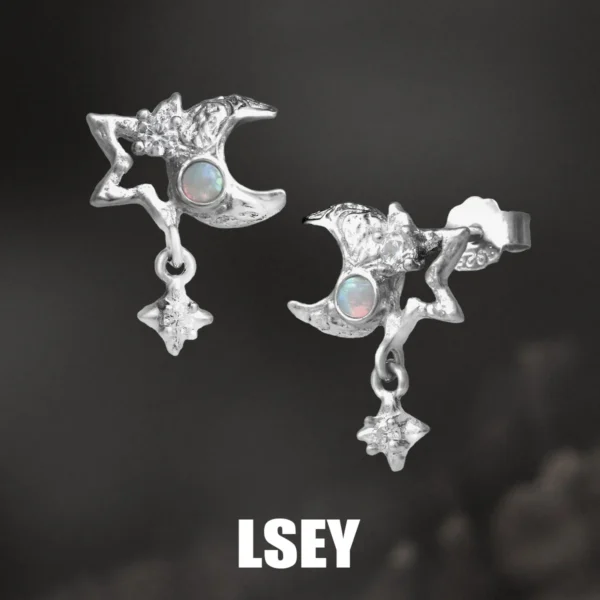 Minimalist S925 Sterling Silver Opal Stud Earrings Cat Unicorn Heart Blue Opal Earrings For Women Original