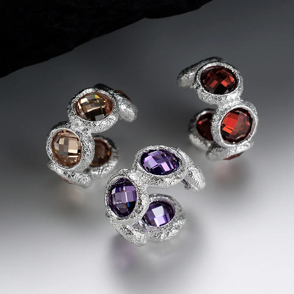 MLKENLY S925 sterling silver Inlaid zircon ear clip for female ins style without ear hole texture ear clip