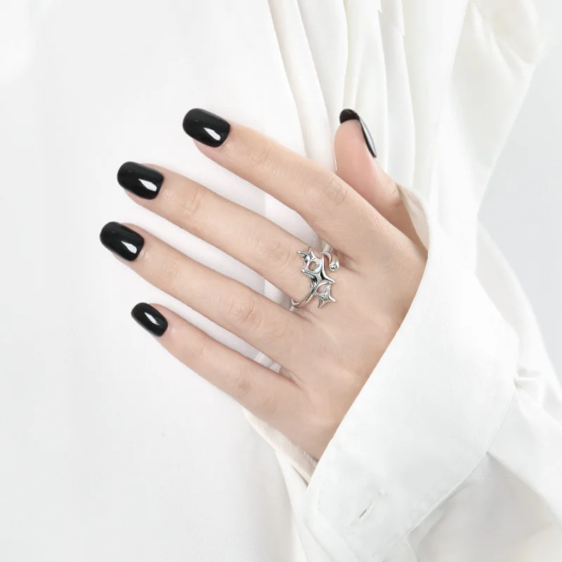 CHOZON S925 Solid Silver Star Ring Korean Minimalist Adjustable Wholesale Jewelry for Women - Image 3