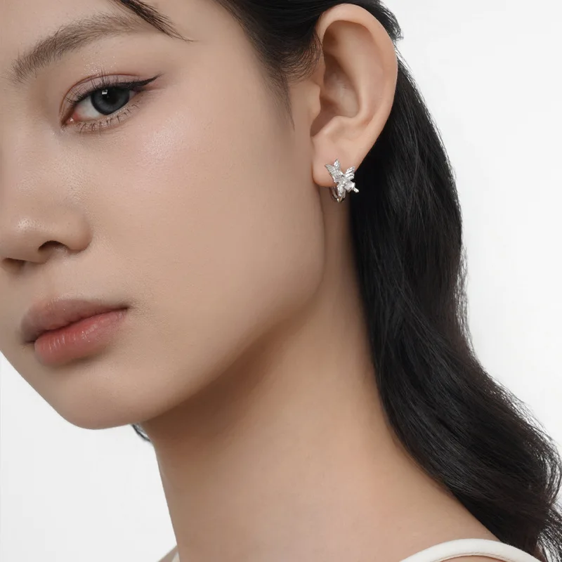 MLKENLY 925 Sterling Silver Irregular shaped butterfly ear buckle with inlaid agate earrings for women - Image 2