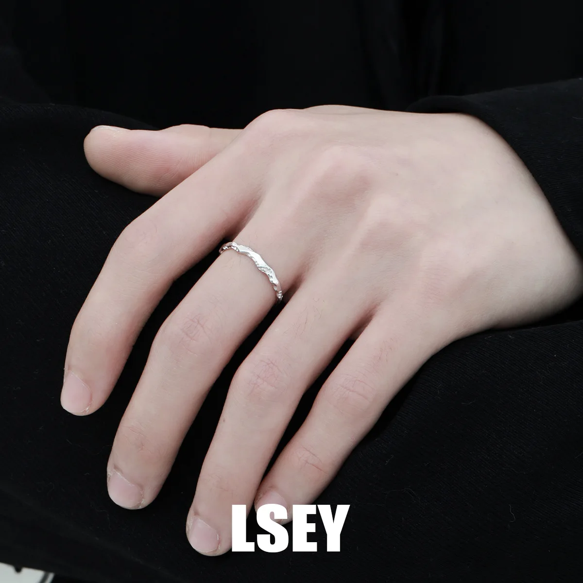 MLKENLY S925 sterling silver Wholesale of versatile textured open rings and silver jewelry - Image 3