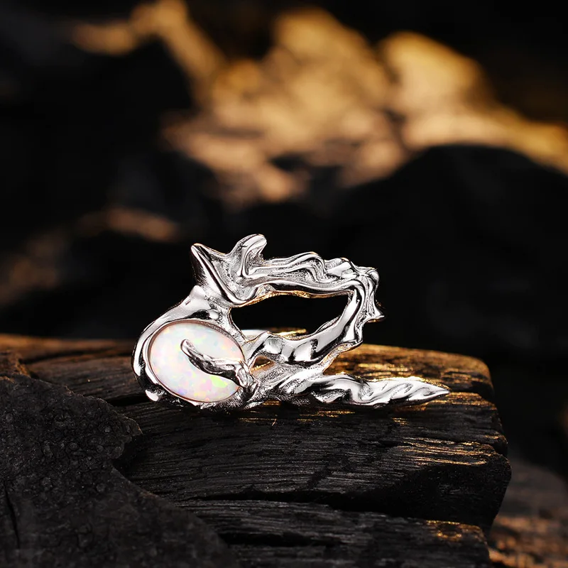 MLKENLY Luxurious and trendy S925 sterling silver opal ear clip without ear hole, high-grade white gold texture ear bone clip - Image 5