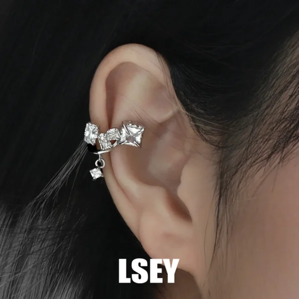 MLKENLY S925 sterling silver big micro pave cz clip ear cuff earring for girl women gift no piercing fashion cheap jewelry high