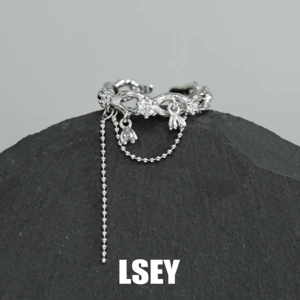 MLKENLY S925 sterling silver Zircon Vine Ring Original Design Personalized Branch Chain Open Ring Silver Jewelry Batch