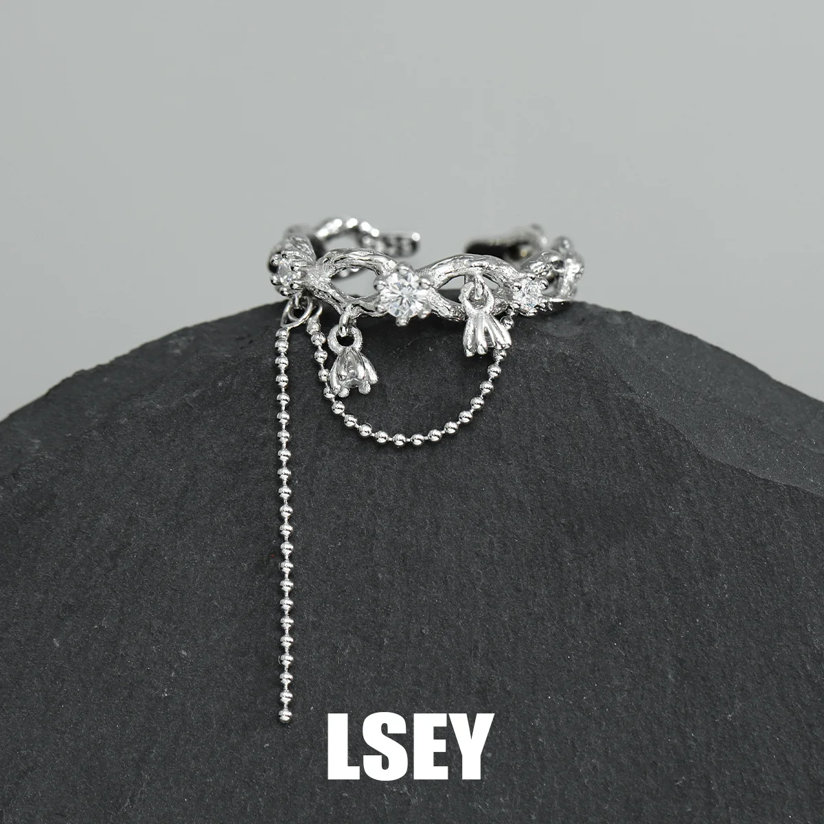 MLKENLY S925 sterling silver Zircon Vine Ring Original Design Personalized Branch Chain Open Ring Silver Jewelry Batch