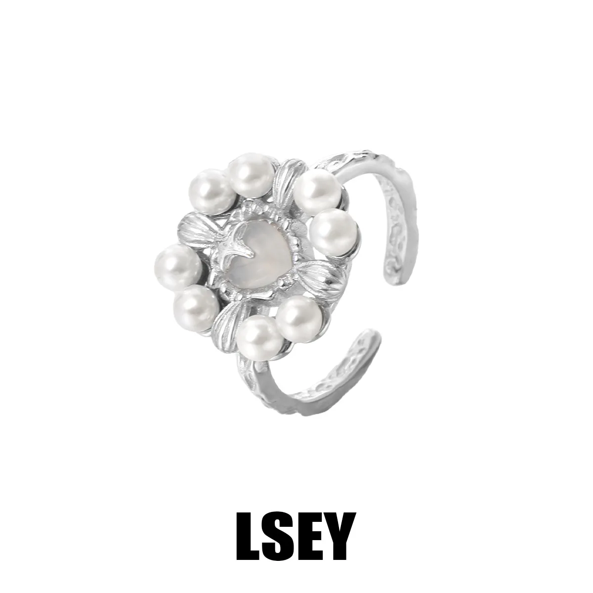 MLKENLY S925 sterling silver Pearl Love Cross Ring Cold Wind Geometric Punk For Women Girl Jewelry Gift - Image 5