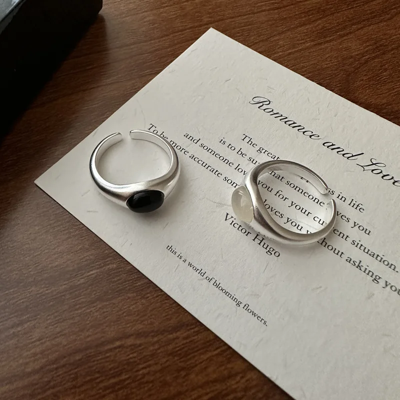 S925 Sterling Silver Korean Version Niche Design, Matte Matte Matte Texture Fashion Blogger's Main Ring