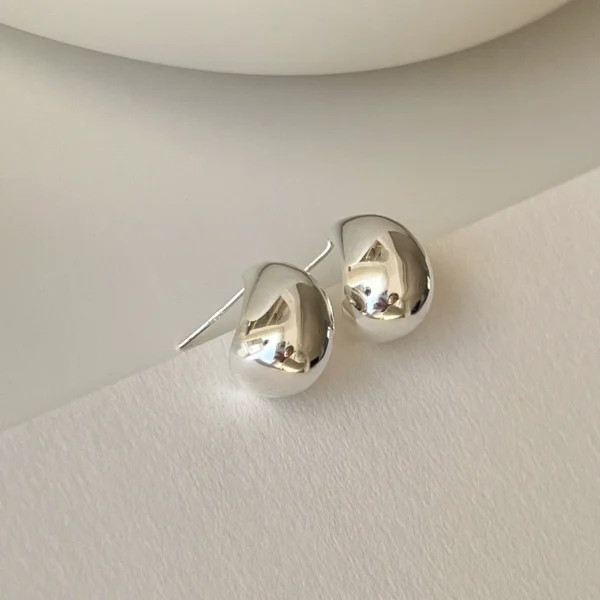 Korean version S925 sterling silver earrings niche design high-end earrings minimalist silver jewelry personality simple water drop earrings for women