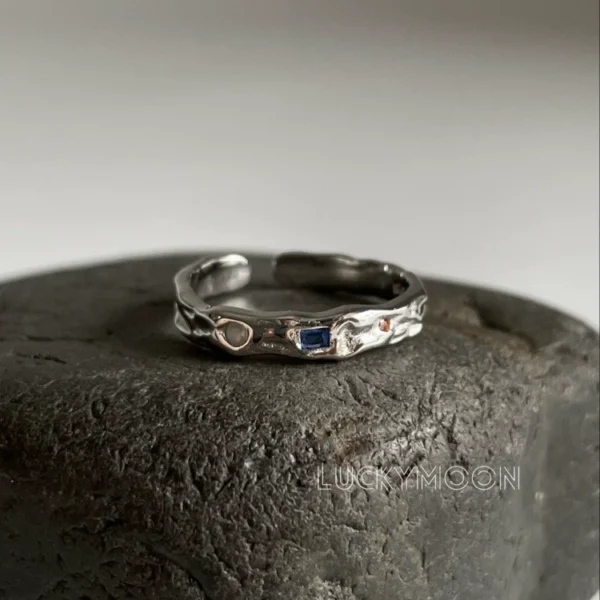 Gift colored zircon muscle ring genderless s925 all-over sterling silver R023