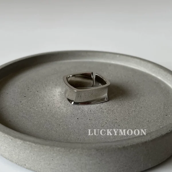 Minimalist square shiny ring s925 all-over sterling silver opening adjustable R006