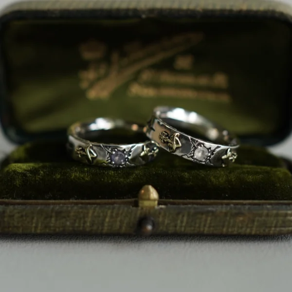 Water lilies come and go, original design 925 sterling silver ring, natural gemstone, English planet element, couple model