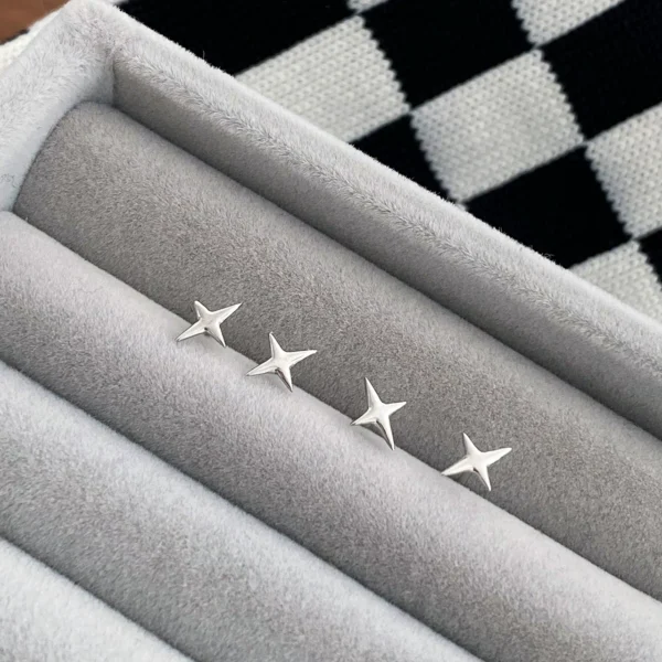 chan 925 sterling silver simple niche mini mini cross star earrings earrings ear bone nails versatile ins trend