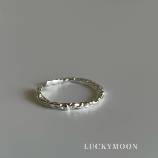 Gift Genderless Handmade Textured Ring Ring S925 All-over Sterling Silver R081