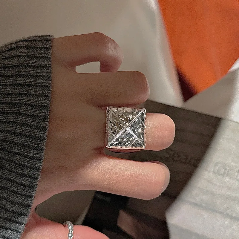 CHOZON S925 Solid Silver CNC Ring Korean Vintage Minimalist Stacking Jewelry Gift for Women - Image 2