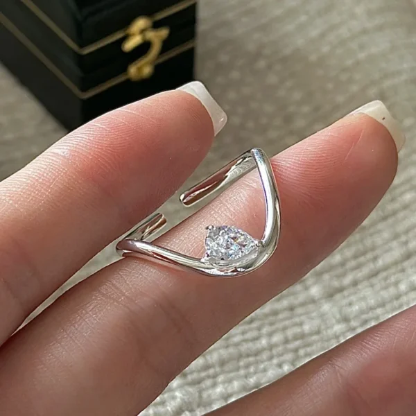 CHOZON S925 Solid Silver Firework Cut Ring Korean Vintage Minimalist Stacking Jewelry Gift for Women