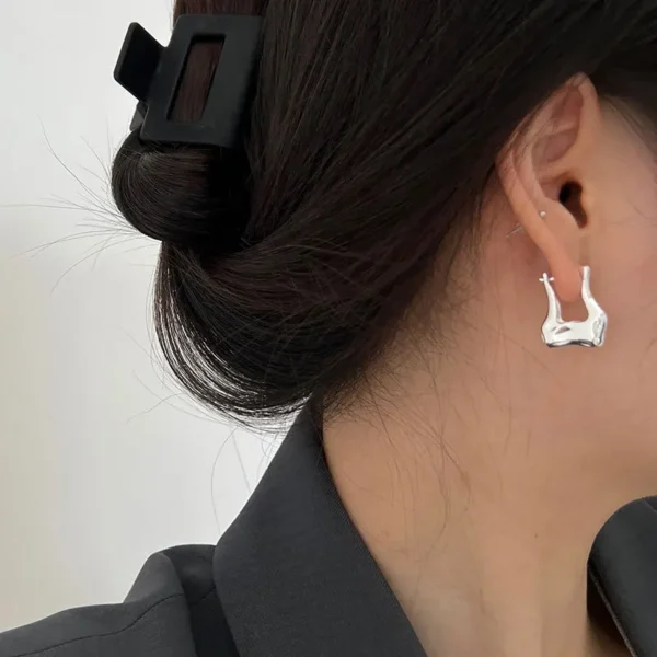 E9827G CHOZON 925 Solid Silver U Shaped Hoop Earrings Asymmetric Minimalist Wholesale Dainty Jewelry for Women