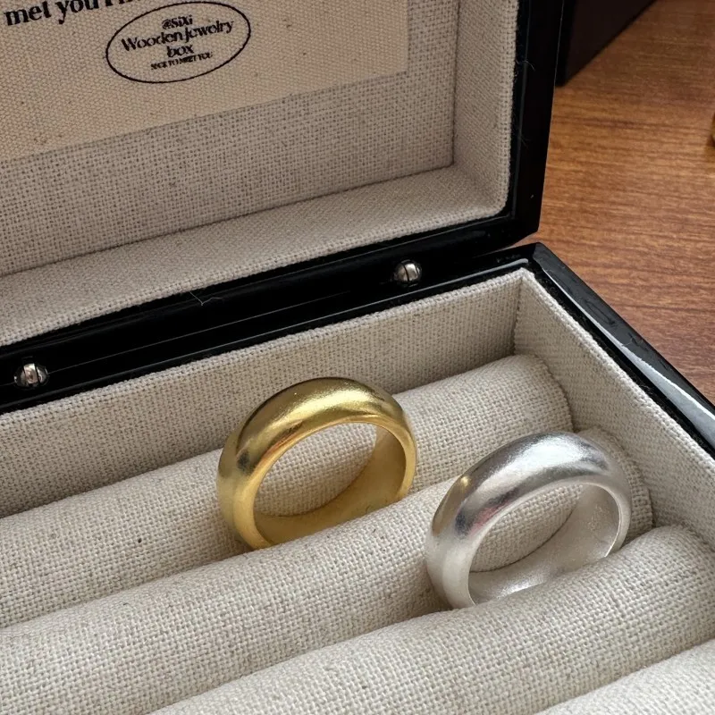 CHOZON S925 Solid Silver Loach Back Band Ring Heavy Matte Minimalist Stacking Jewelry Gift for Women - Image 4