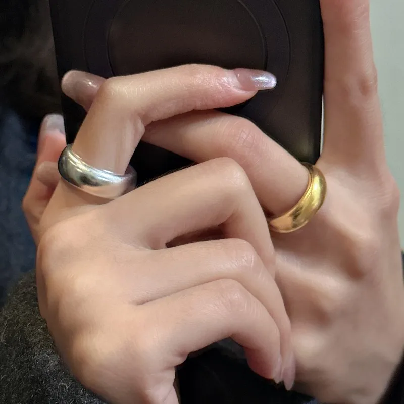 CHOZON S925 Solid Silver Loach Back Band Ring Heavy Matte Minimalist Stacking Jewelry Gift for Women - Image 3