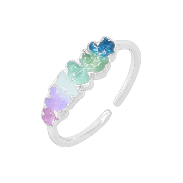 JZ1797 CHOZON S925 Solid Silver Rainbow Resin Ring Color Gradient Wholesale Adjustable Jewelry for Women