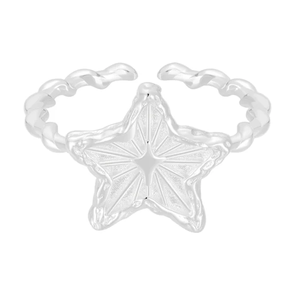 0281 CHOZON S925 Solid Silver Crinkle Star Ring Minimalist Wholesale Stacking Jewelry for Women