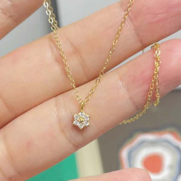 CHOZON S925 Silver 14K Gold Plated Lucky Floral Pendant Necklace Dainty Whimsical Layering Jewelry Gift for Women