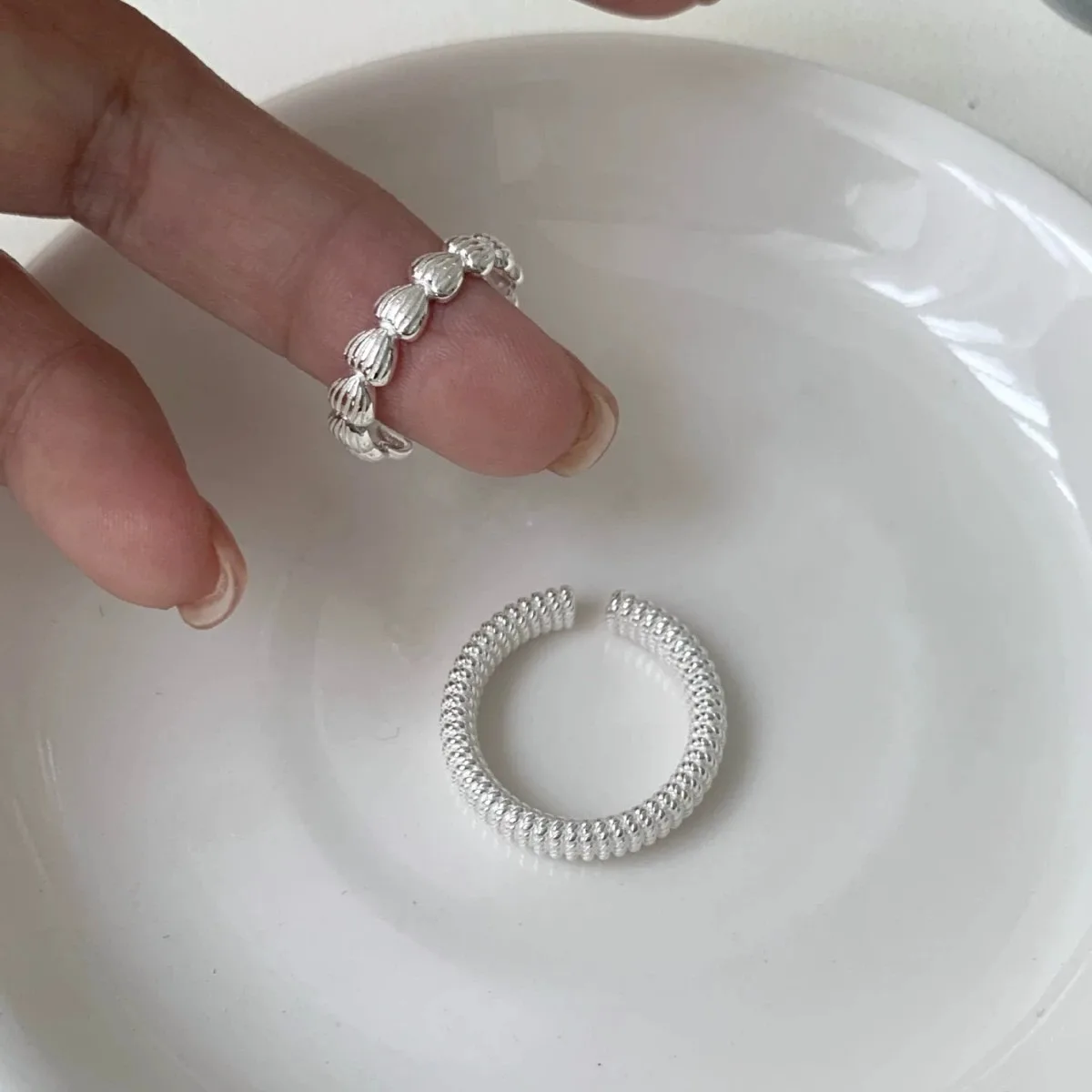 CHOZON S925 Solid Silver Twisted Heart Ring Korean Luxury Adjustable Stacking Jewelry Gift for Women - Image 4