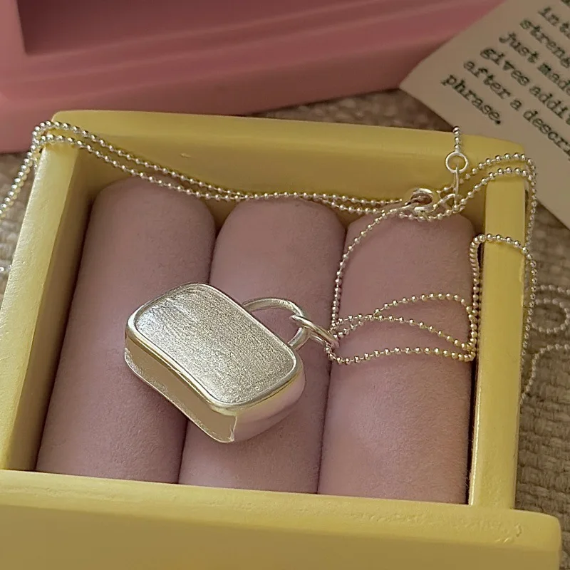 CHOZON S925 Solid Silver Textured Bag Chain Necklace Korean Vintage Layering Jewelry Gift for Women - Image 5