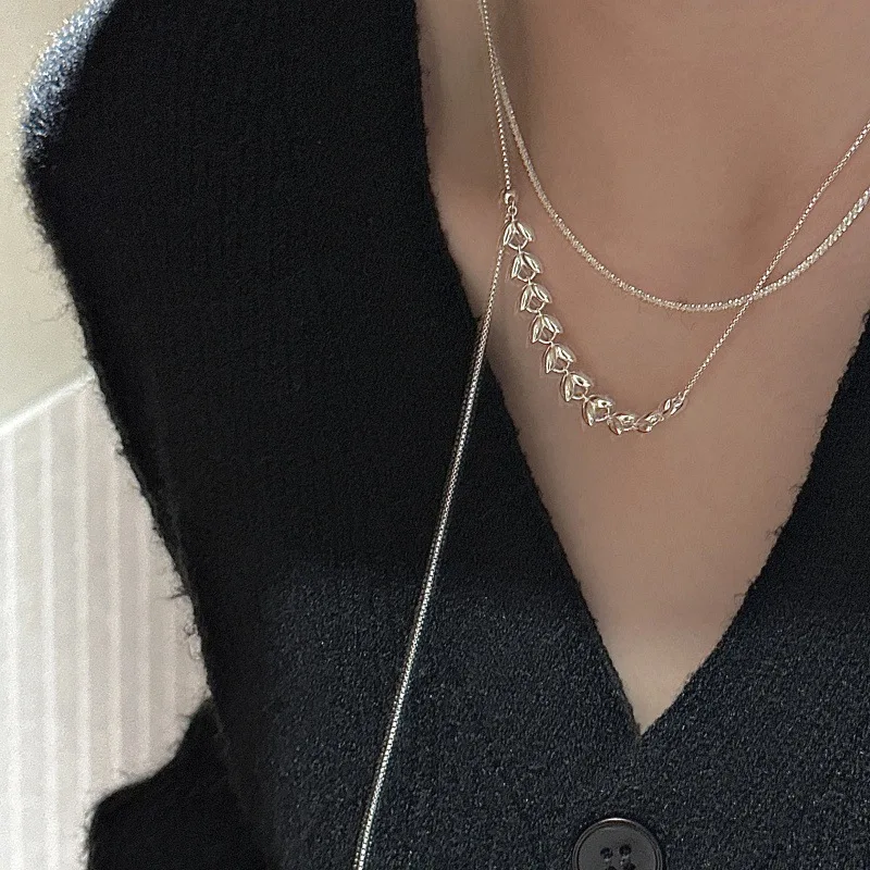 CHOZON S925 Solid Silver Wheat Adjustable Necklace Korean Vintage Minimalist Y-Chain Jewelry Gift for Women - Image 3