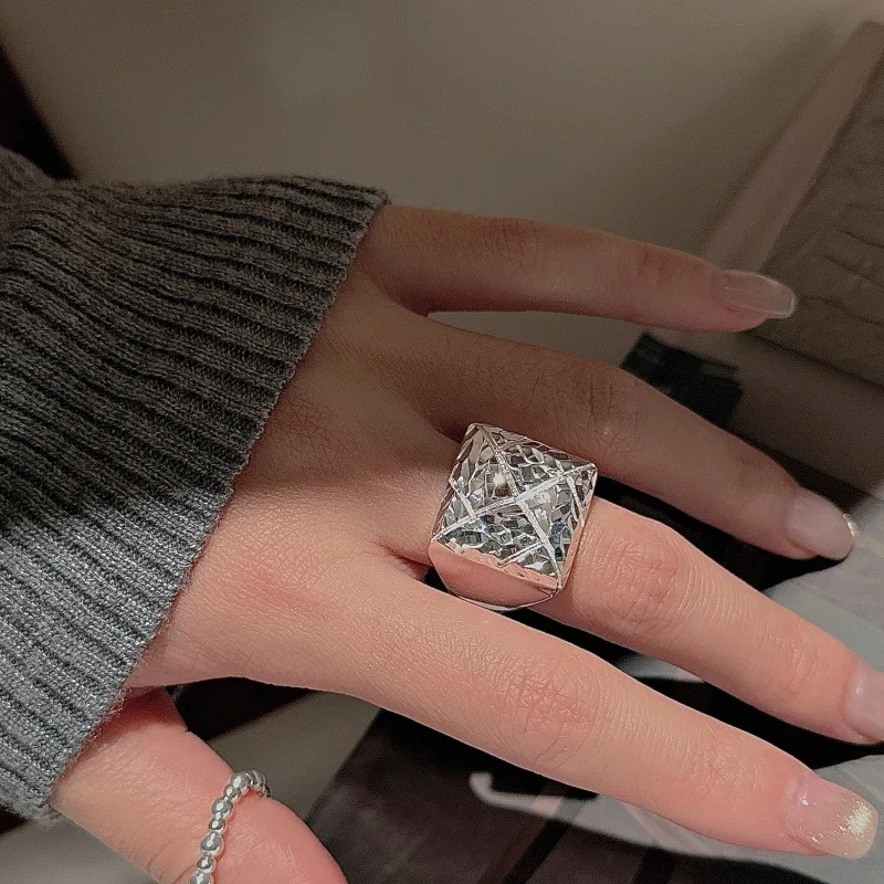 CHOZON S925 Solid Silver CNC Ring Korean Vintage Minimalist Stacking Jewelry Gift for Women - Image 4