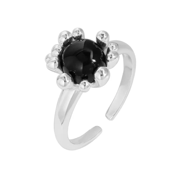 JZ1479 CHOZON S925 Solid Silver Black Onyx Ring Original Design Wholesale Adjustable Jewelry for Women