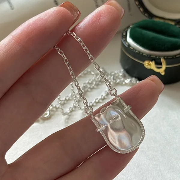 CHOZON S925 Solid Silver Oxidized Necklace Korean Vintage Burnished Layering Jewelry Gift for Women