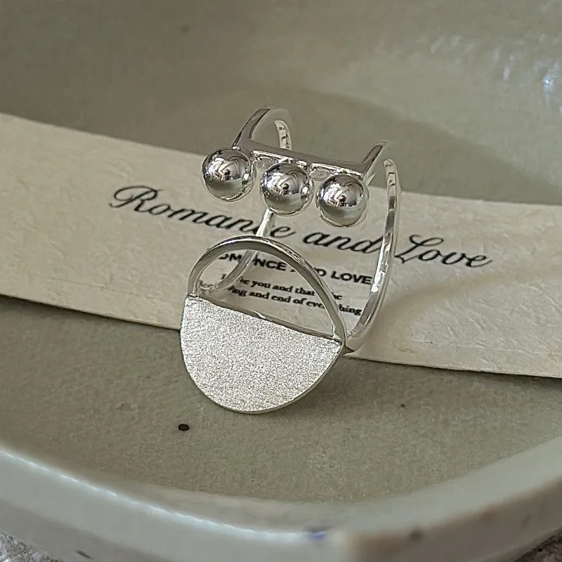 CHOZON S925 Solid Silver Brushed Ball Ring Korean Vintage Minimalist Stacking Jewelry Gift for Women - Image 5