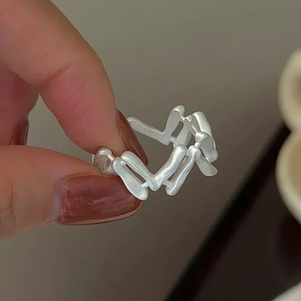 CHOZON S925 Solid Silver Oxidized Ring Korean Vintage Minimalist Stacking Jewelry Gift for Women