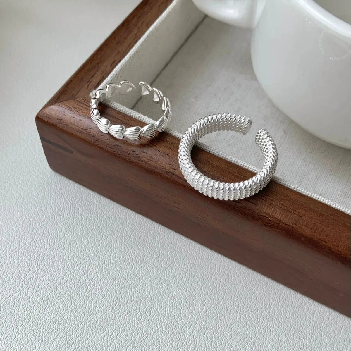 CHOZON S925 Solid Silver Twisted Heart Ring Korean Luxury Adjustable Stacking Jewelry Gift for Women