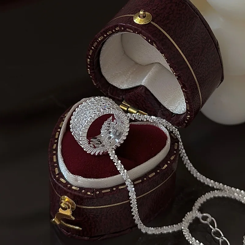 CHOZON S925 Solid Silver Tube Necklace Korean Vintage Zircon Layering Jewelry Gift for Women - Image 5