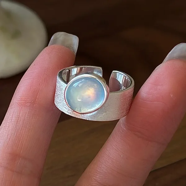 CHOZON S925 Solid Silver Aquamarine Ring Korean Vintage Heavy Stacking Jewelry Gift for Women